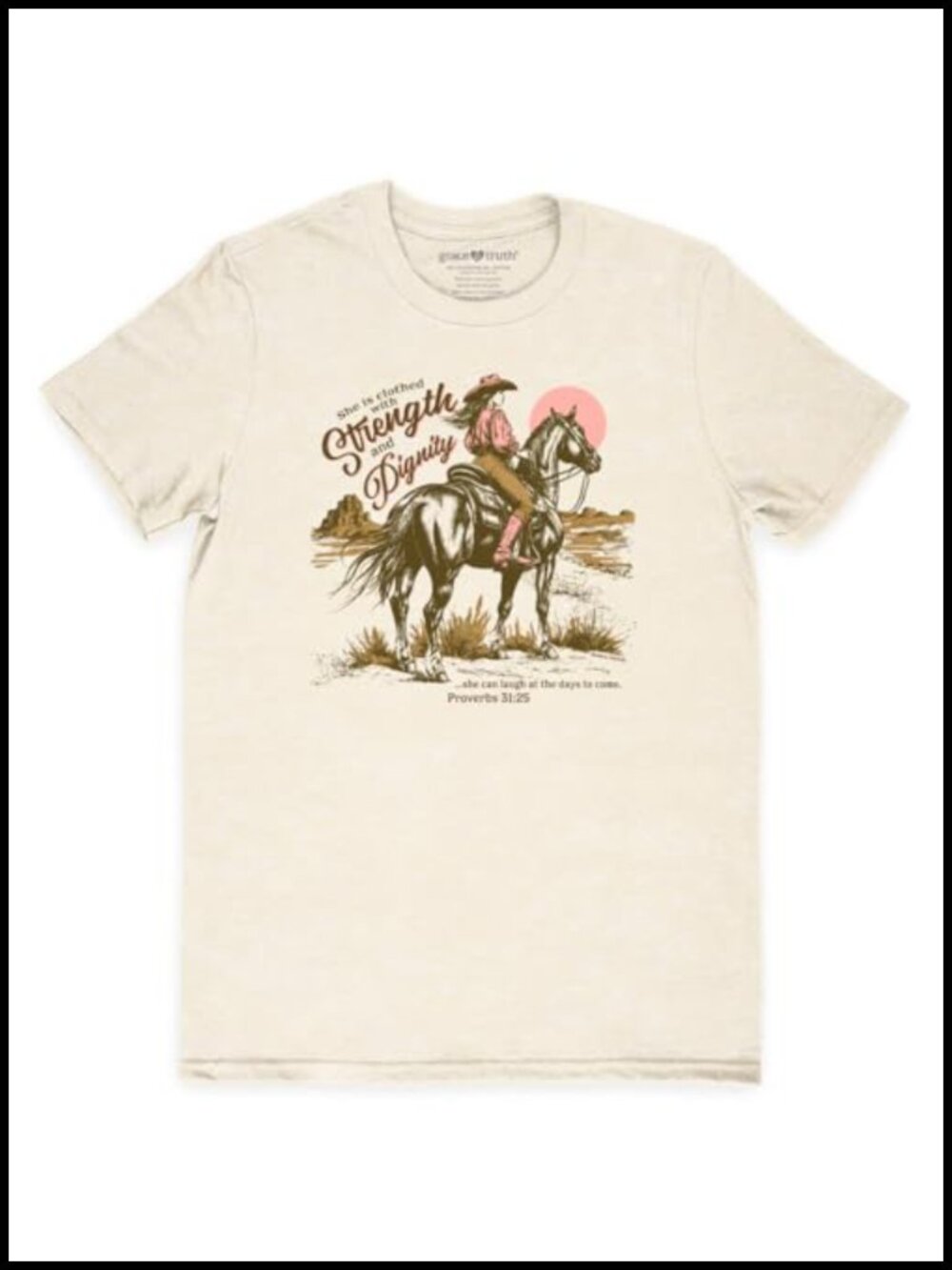 Women's Graphic Christian Cowgirl Strength T-Shirt Cotton Polyester Crewneck